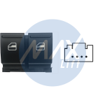 INTERRUTTORE ALZAVETRO VW GOLF V-VI/PASSAT/POLO/SCIROCCO/TOURAN PORTA ANTERIORE SX 4 PIN,ALZAVETRO POSTERIORI MANUALI O ASSENTI,COLORE NERO/BIANCO