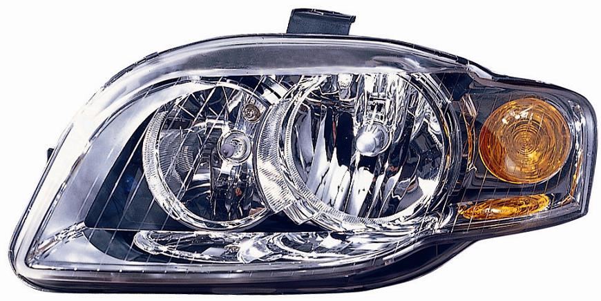 FARO FANALE PROIETTORE SX H7-H7 PRED REG ELETT AUDI A410/04>11/07 C/FAN ARANCIO 20340